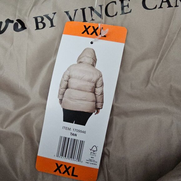 Two by Vince Camuto New Hooded Puffer Jacket Beige Winter Coat - Picture 11 of 14